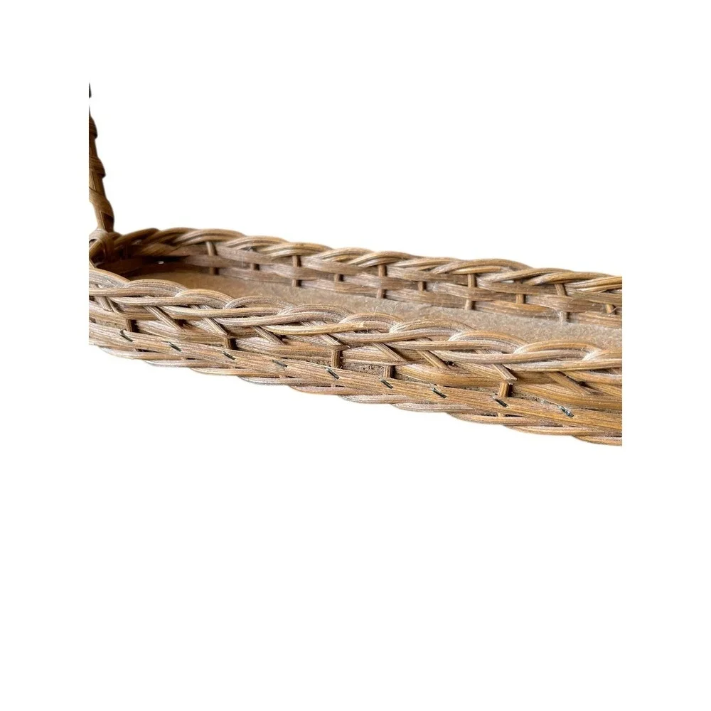 Small Long‎ Wicker Basket w Handle Rustic Farmhouse Decor 10